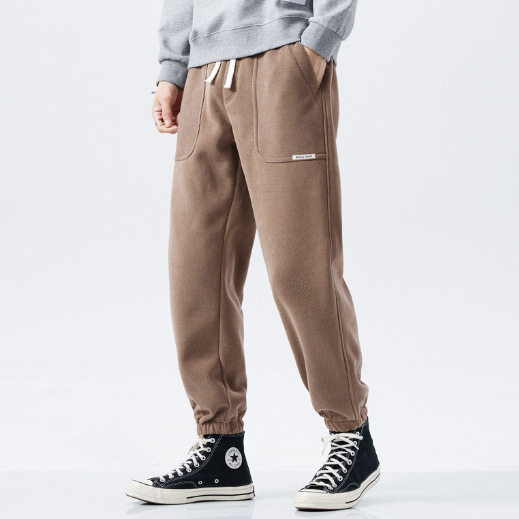 Outdoor Simple Style Sports Pants Men's Spring Drawstring Waist plus size Loose Comfortable Cropped Pants for Men