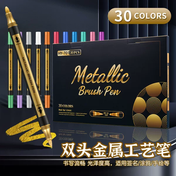 Double-Ended Metallic Markers Acrylic Markers Graffiti Drawing Pens DIY Photo Album Black Card Highlighter Pens Color Layering Pens
