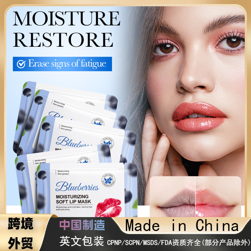 Full English FAYANKOU Blueberry Moisturizing Lip Mask to Improve Lip Pattern Jelly Lip Mask Lip Care Foreign Trade Cross-border