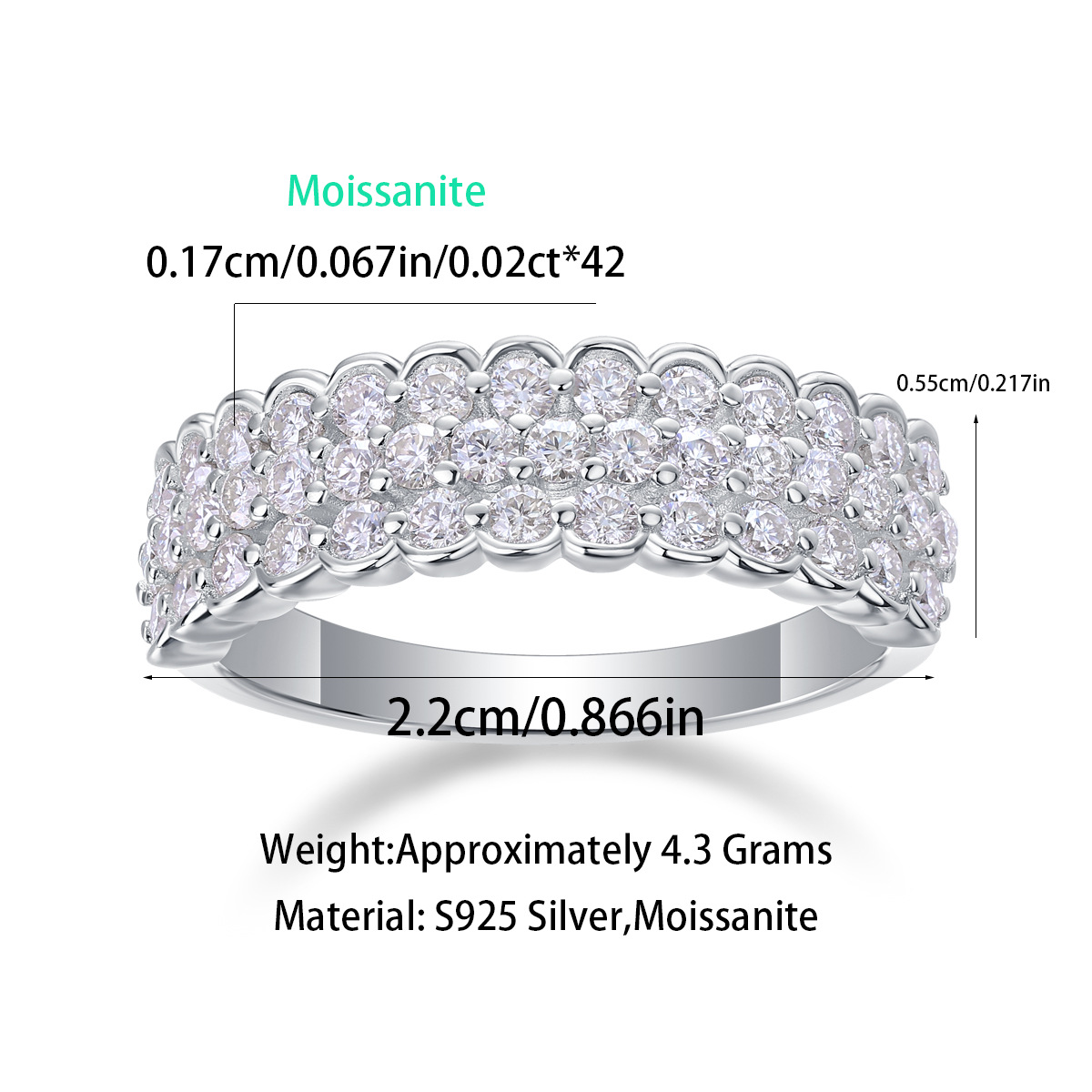 7g Weight 0.03µm Gold Plating Thickness Electroplated Gold Plating Process 18K Real Gold Plated, White Gold Plated Plating Material Moissanite Inlay Material Rings Classification 1 Piece Quantity Holiday, Daily Occasion 925 Sterling Silver Material Round Pattern Women's Gender Shiny Style Polishing, Inlay Craft White Gold Plated 925 Sterling Silver Moissanite Round Rings GRA Certificate