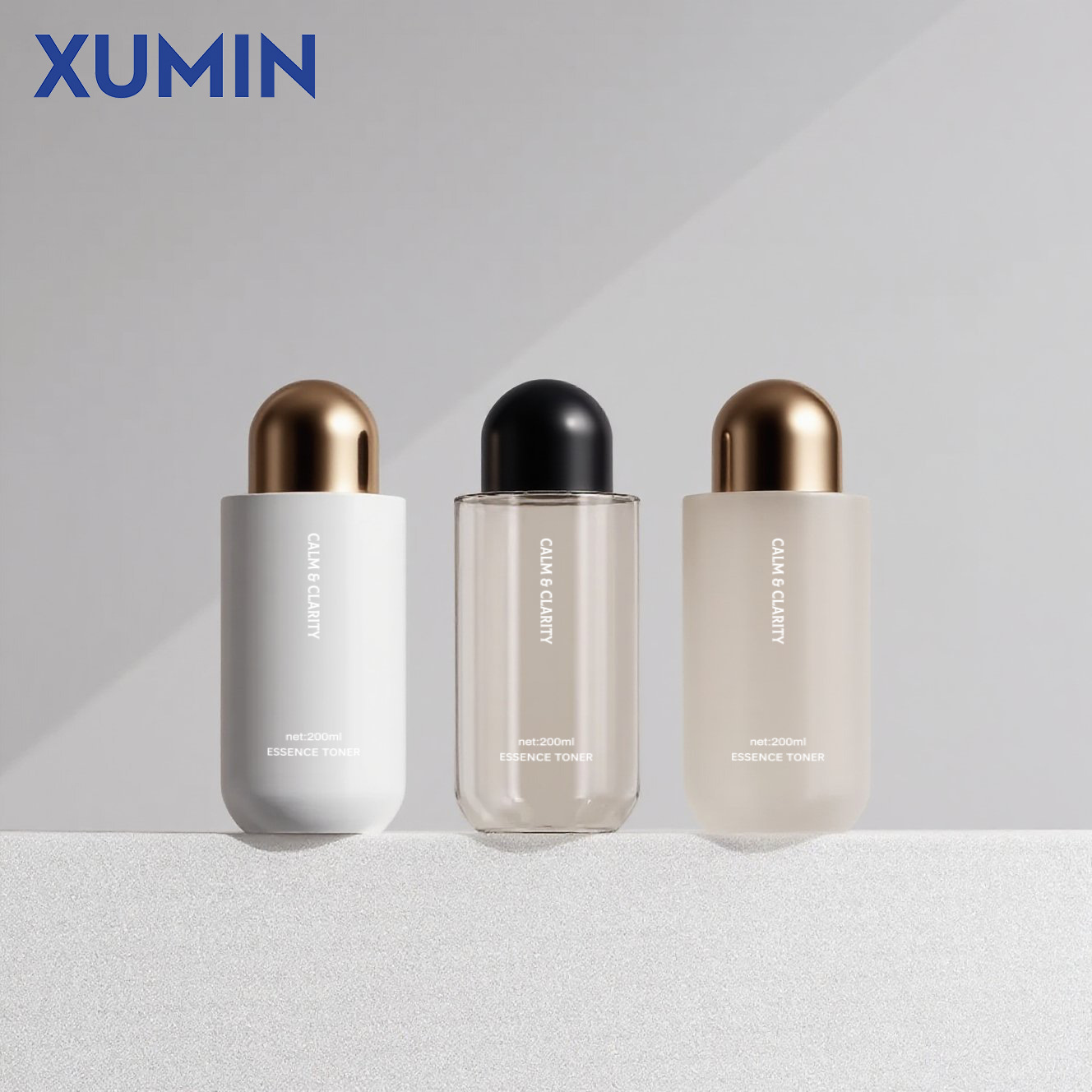 Botella de Tóner con Tapa Domo 200ml de PET Transparente o Esmerilado para Esencia y Cosméticos