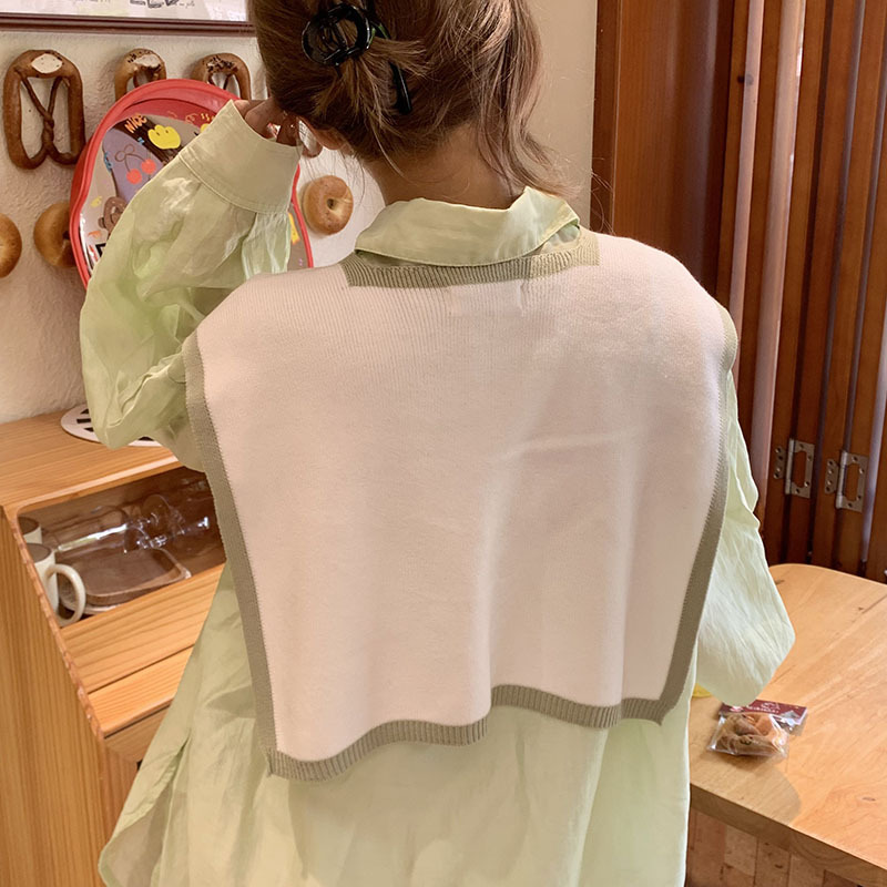 Chal de punto de alto nivel, todo fósforo, combinación de colores, diseño casual, diseño, chaleco, bufanda, decoración, cortina de pedo