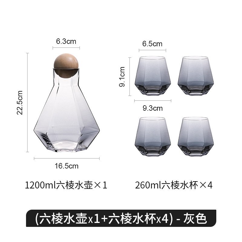 Botella de agua fría de vidrio nórdico simple de alta gama de agua de diamante conjunto traje hogar sala de estar de alto aspecto beber taza de jugo