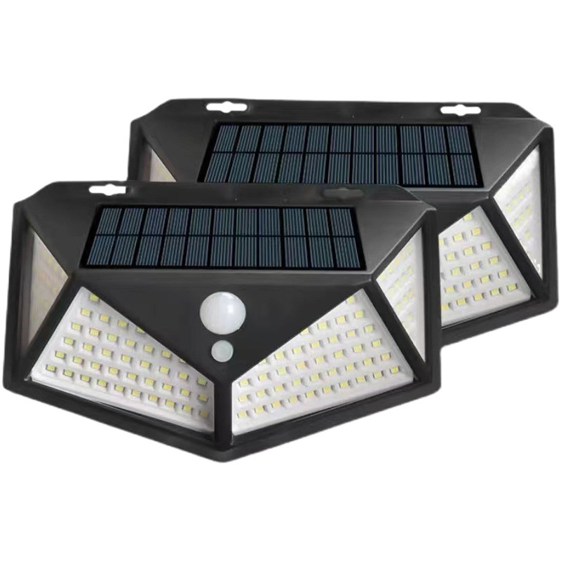 100LED lámpara solar de cuatro lados Lámpara Del Sensor Del Cuerpo Humano paisaje patio lámpara de pared solar pequeña lámpara de pared de una sola pieza entrega