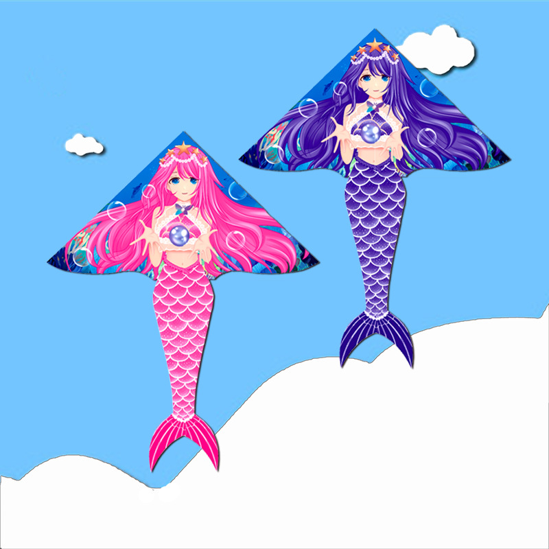 濰坊鴻運風箏魚兒童卡通美人魚風箏新款三角微風好飛女孩金魚燕魚