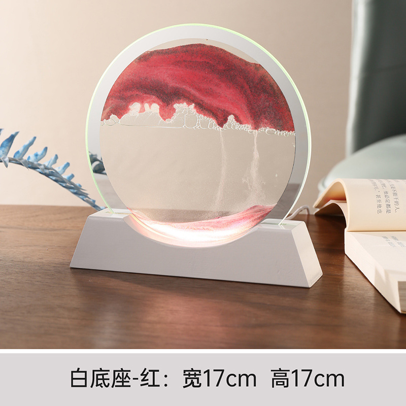 단단한 나무 야간 조명 흰색 프레임 핑크