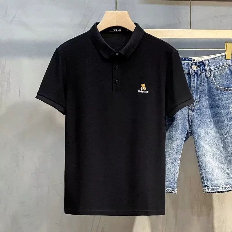 Изготовитель простой медвежонок с вышивкой красивый лацканный новый поло рубашка мужской летний лидер футболки с короткими рукавами