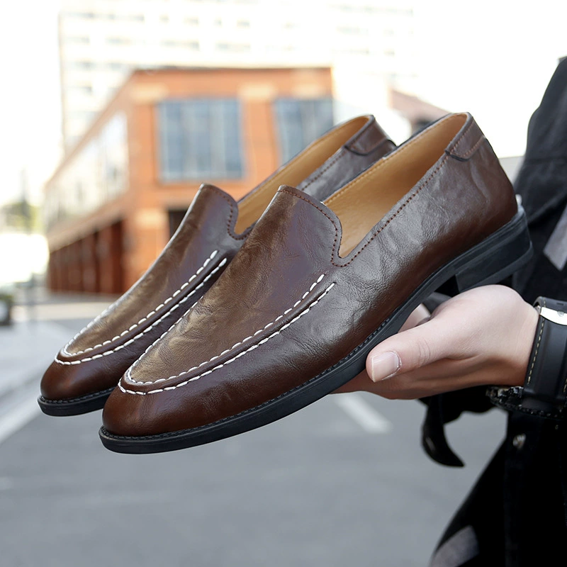 Трансграничные ботинки большого размера 8828 бобовых ботинок для мужчин Корейская версия повседневных кожаных ботинок на мягкой подошве