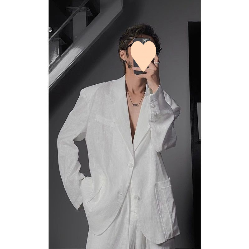 2025 Summer New Designer Loose-Fitting Niche Luxury Men's Casual Thin Simple Stylish Suit Set