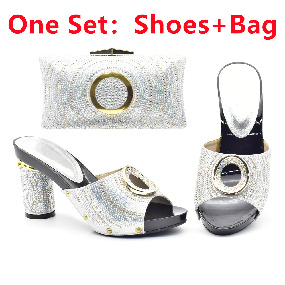 Women's plus size fashion Diamond Hot heels sandals Wedding party satchel Party dinner set_vogvips.com