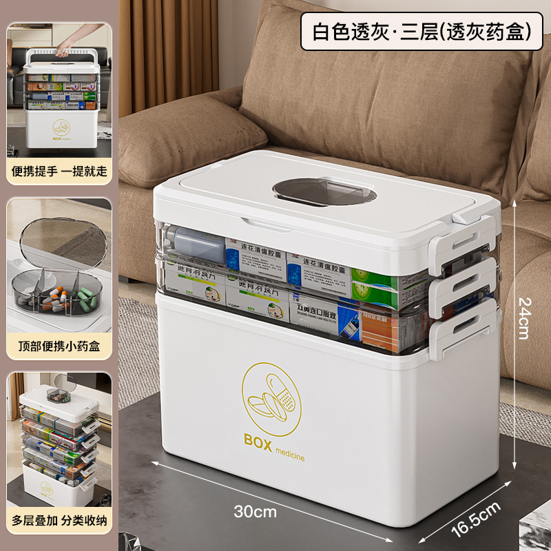 Caja Organizadora de Medicamentos de PET Multicapa Portátil para Hogar