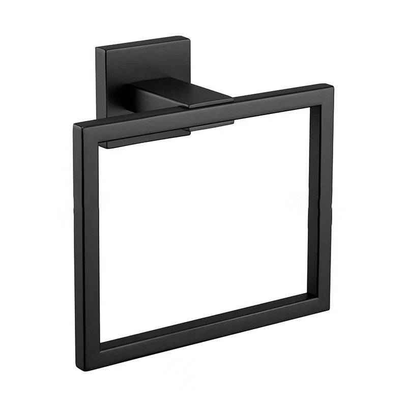 201 Stainless Steel Black Towel Ring Hand Towel Holder Bathroom Hardware Wall-Mounted Square Towel Ring 201 Stainless Steel Black Towel Ring Hand Towel Holder Bathroom Hardware Wall-Mounted Square Towel Ring