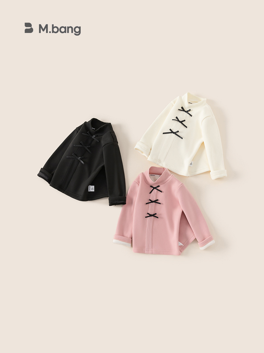 Yubao ropa infantil para niñas camiseta de base de arco dulce de invierno para bebés con camiseta de cuello medio alto