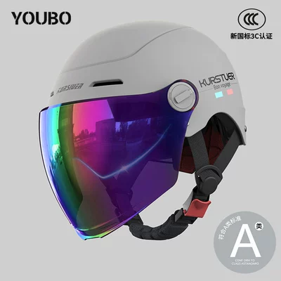 Motosiklet kaskı (dəbilqə) Helmet for Women, Double-Layer Summer - 3c-classic-gray-colorful-double-mirror