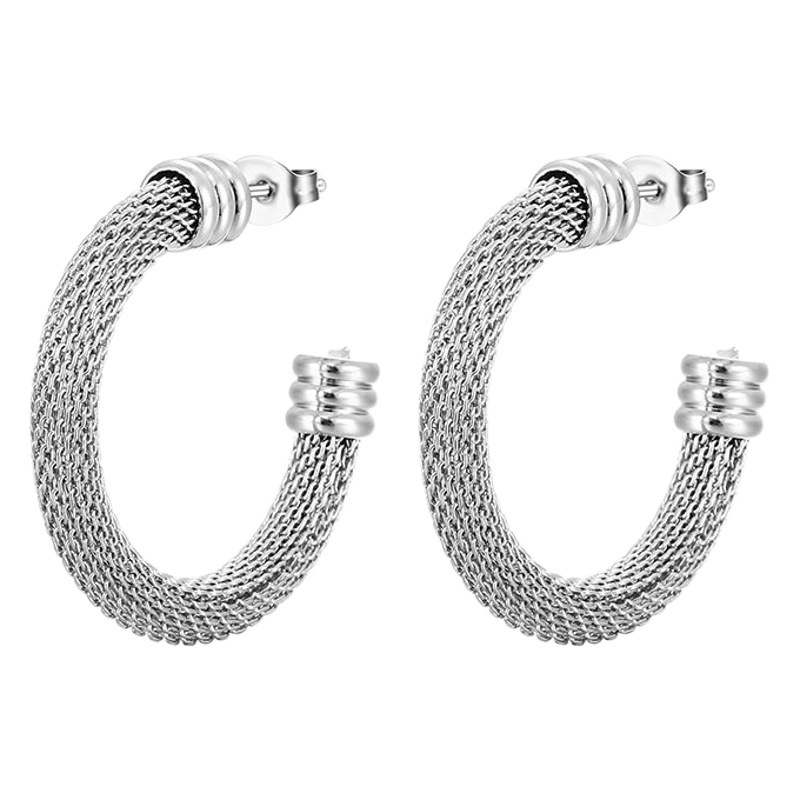 Pendientes redondos de acero inoxidable de la torcedura del acero inoxidable de la moda europea y americana del estilo de lujo ligero de alto grado pendientes 18K de la manera de las mujeres