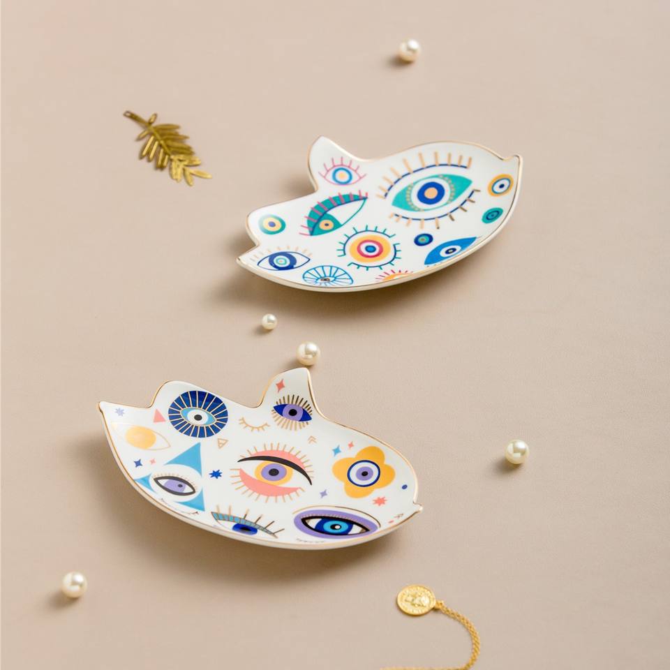 140g Weight tray Storage & Cleaning 1 Piece Quantity Holiday, Indoor Occasion ceramics Material Devil's Eye Pattern Simple Style, Classic Style Style Simple Style Classic Style Devil's Eye Ceramics Tray Artificial Decorations 8