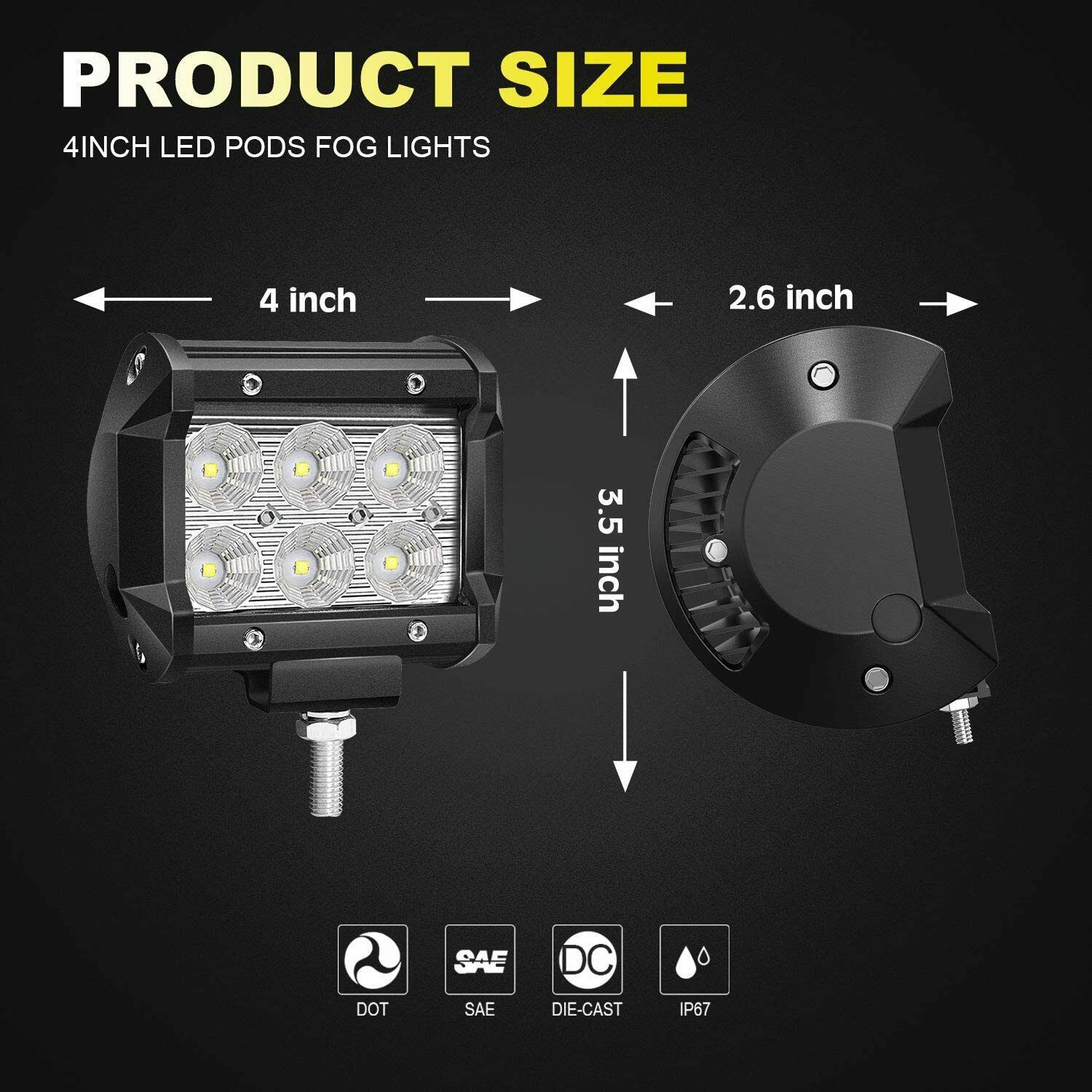 3 ojos 18W lámpara LED lámpara de tira de automóvil vehículo todoterreno faro de 4 pulgadas mantenimiento auxiliar luz blanca image 4