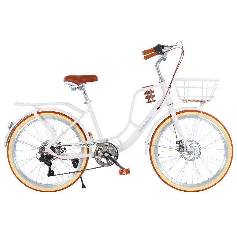 Retro city bicycle 24inch 26inch for adults, unisex, suitable for commuting, with disc brakes, variable speed, student coffee style, lightweight bike Retro city bicycle 24inch 26inch for adults, unisex, suitable for commuting, with disc brakes, variable speed, student coffee style, lightweight bike