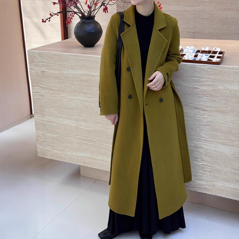 Woolen Outwear, High-End Slim Fit Suit Collar, Slim Double-Breasted Double-Sided Woolen Outwear for Women, 2025 Autumn and Winter New Style