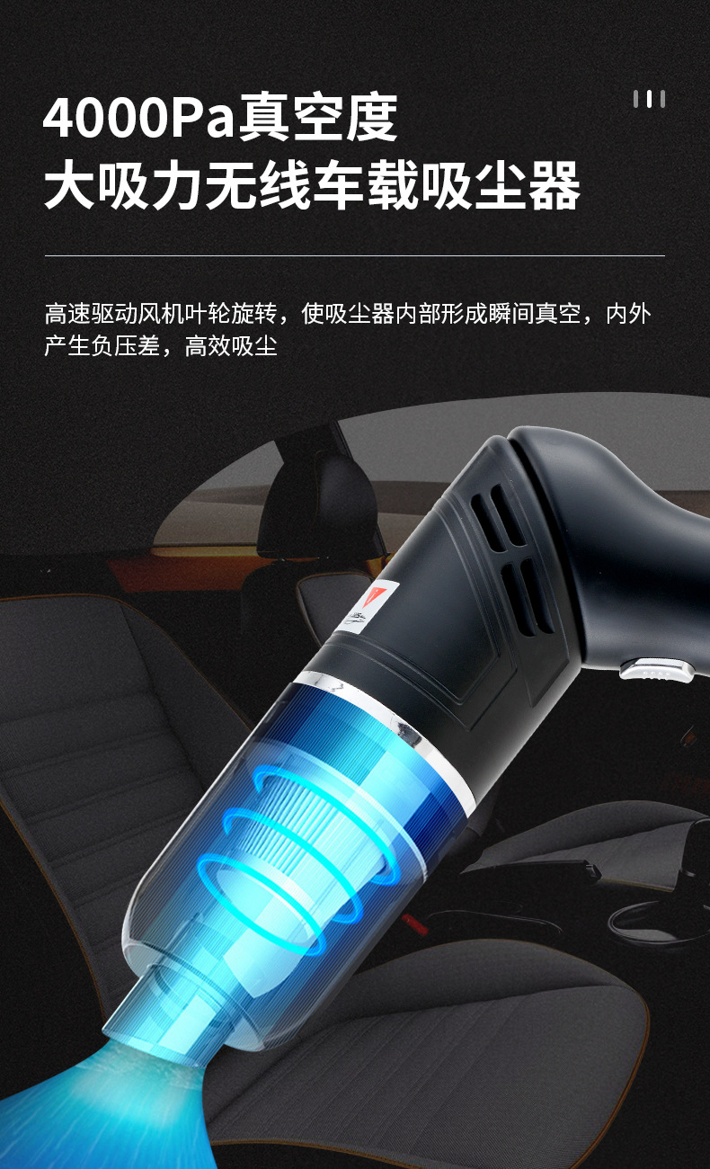 Car Vacuum Cleaner High Power Strong Suction Car Vacuum Cleaner Car Handheld Wireless Charging Folding Vacuum Cleaner