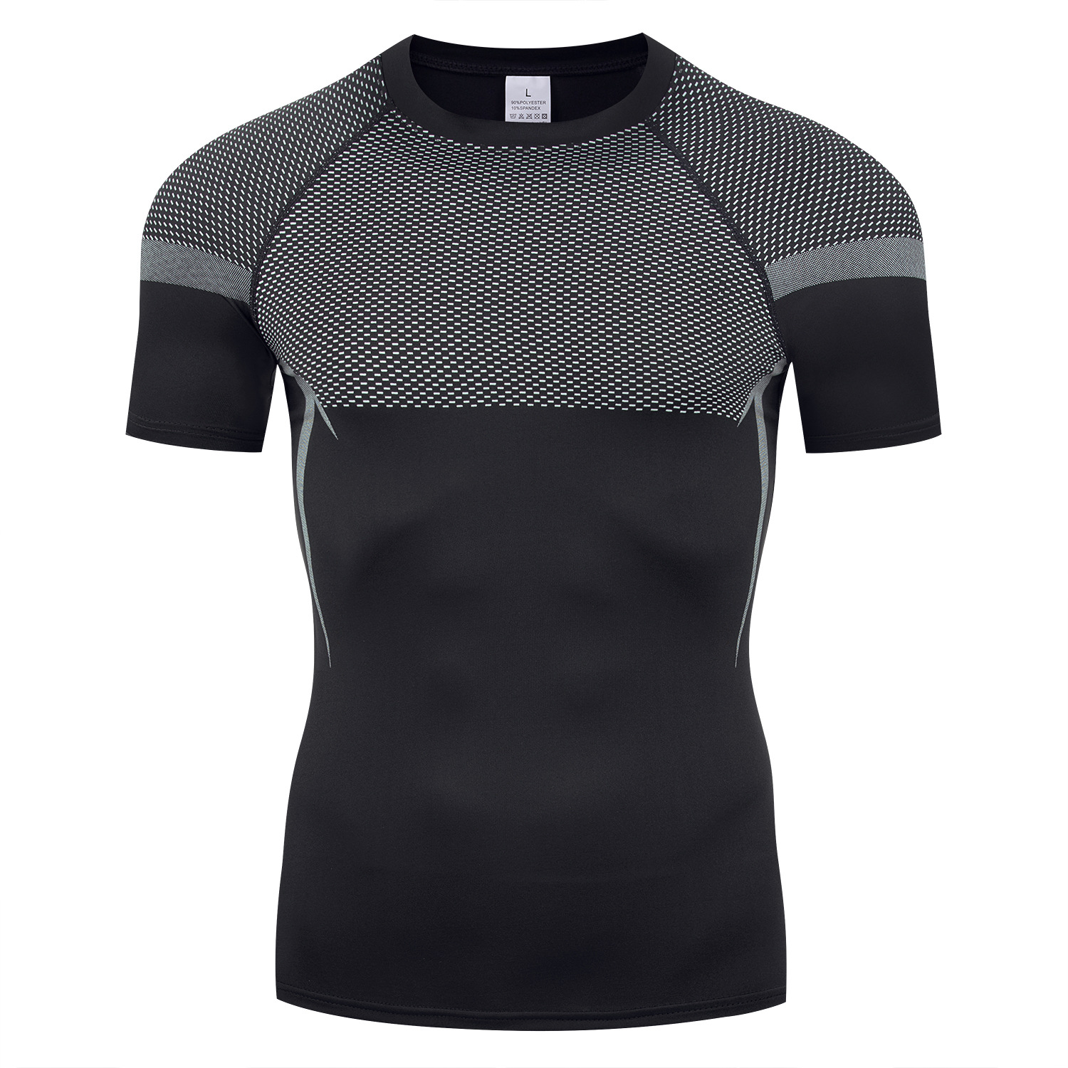 GYM Europa y América hombre moda compresión de cuello redondo camiseta de secado rápido apretada transpiración fitness correr camiseta deportiva de manga larga