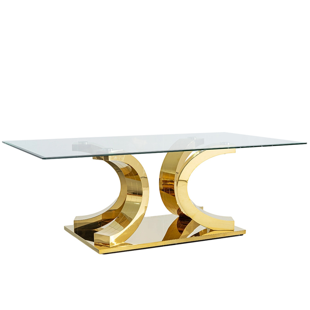 Mesa de Comedor de Mármol y Acero Inoxidable Rectangular para Restaurante y Hotel