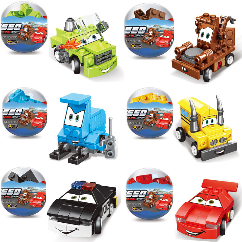 애니메이션 장난감 GASHAPON 조립 작은 입자 블록 호환 레고 자동차 열차 이야기 6-IN -1 어린이 선물