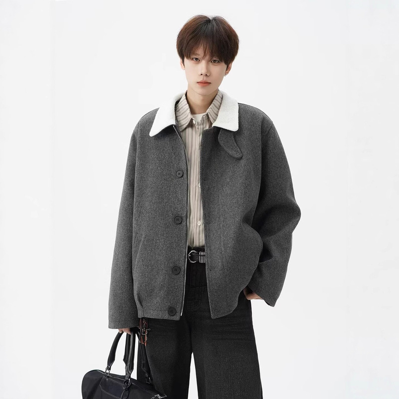 Trendy Mixed Fiber Front Fleece Lamb Wool Cotton Jacket Ins Literary Lazy Fashion New Simple Versatile