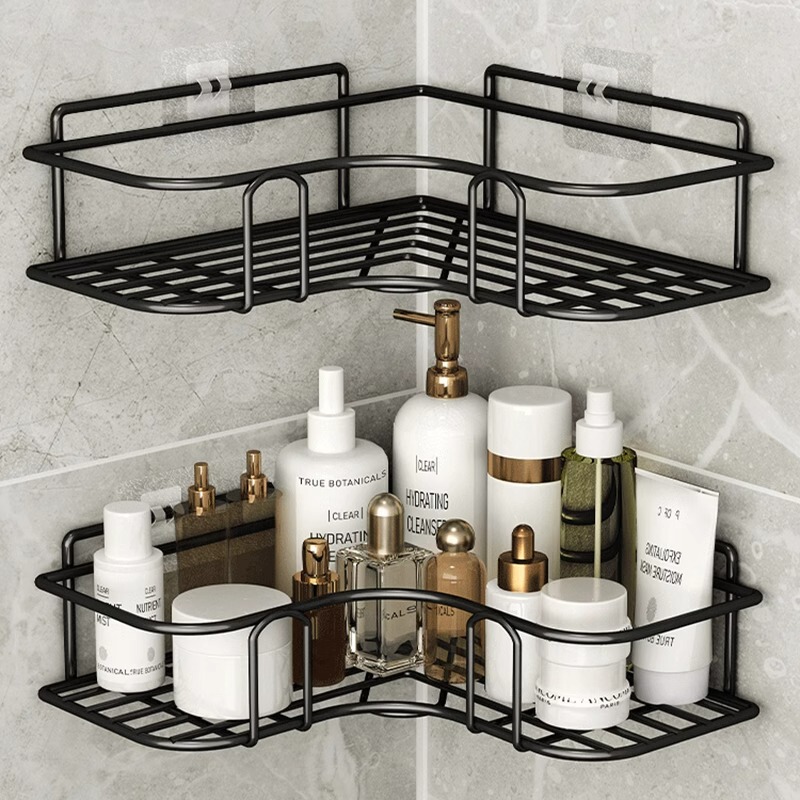 Bathroom Cabinet Triangular Storage Rack, No-Drill Wall-Mounted for Bathroom, Toilet, Washbasin Wall
