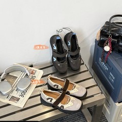 5cm/7cm拼色韩系机能风魔术贴玛丽珍女春夏款透气网布厚底运动鞋