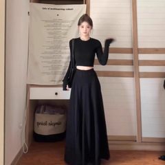 法式轻熟赫本风黑色套装女早秋2025新款小个子高级穿搭一整套装裙