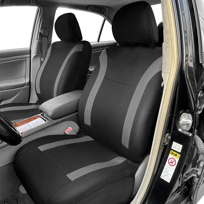 Universal car seat covers for driver and passenger seats, color-matched complete set, full coverage fabric seat cushions