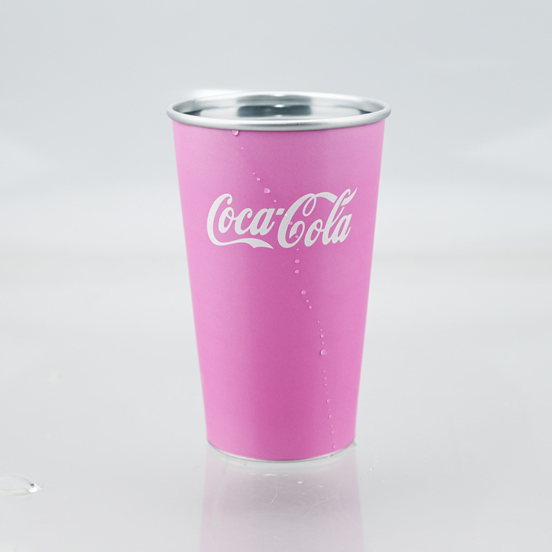 Taza que cambia de color de aluminio de red neta 470ml Taza de aluminio portátil para exteriores Taza de Coca Cola Taza de fiesta Taza de aluminio que cambia de color fría