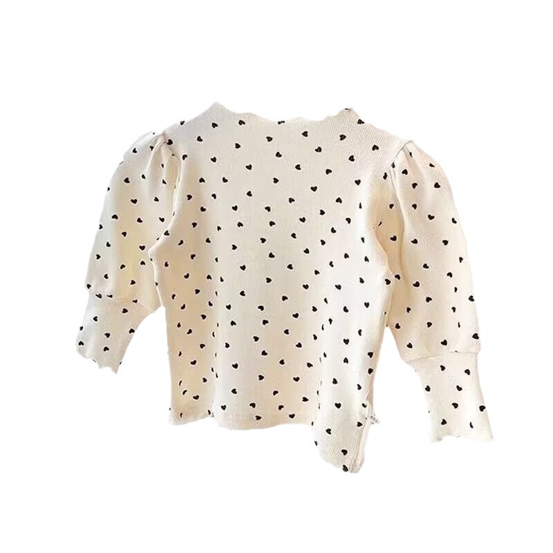 Primavera y otoño nuevo estilo coreano de las niñas de manga larga Camiseta media cuello alto manga de hojalata de bebé niñas de todo partido de fondo camisa superior camiseta