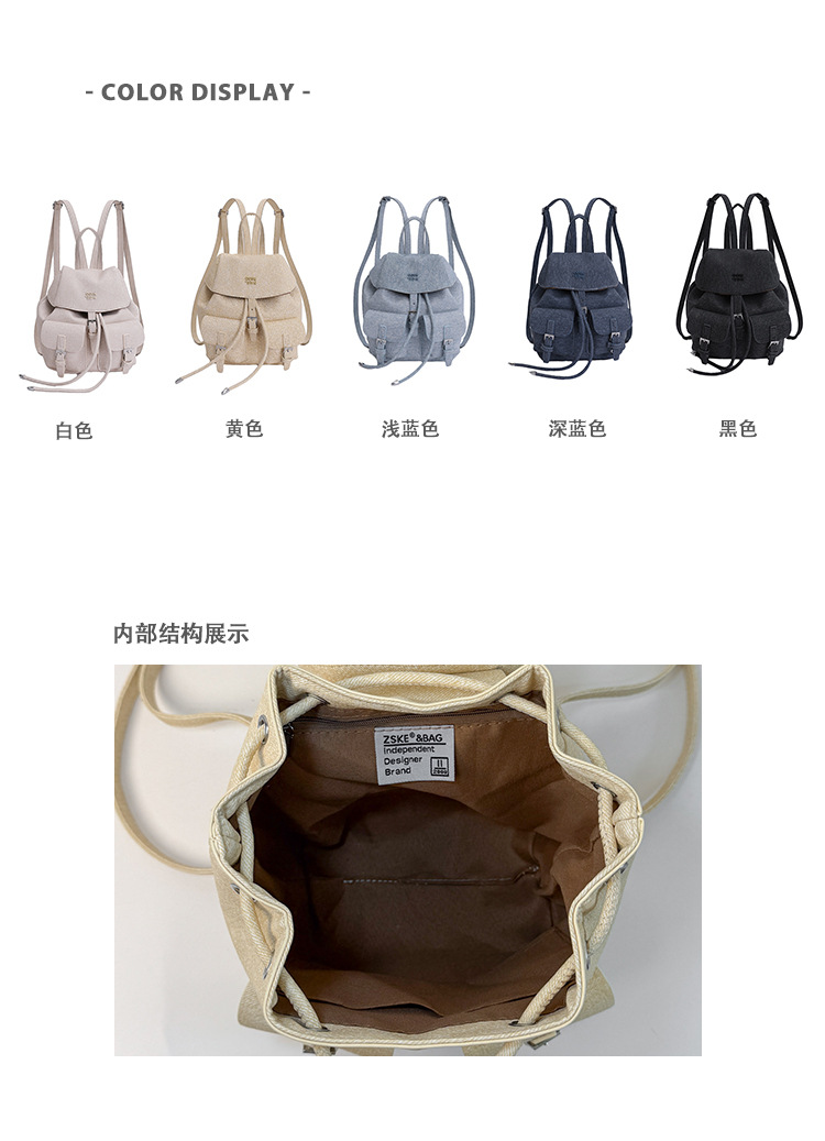 "College Style 2025 New Korean-style stylish mini Backpack, double pockets, lid style backpack, casual travel bag. Specification drawing