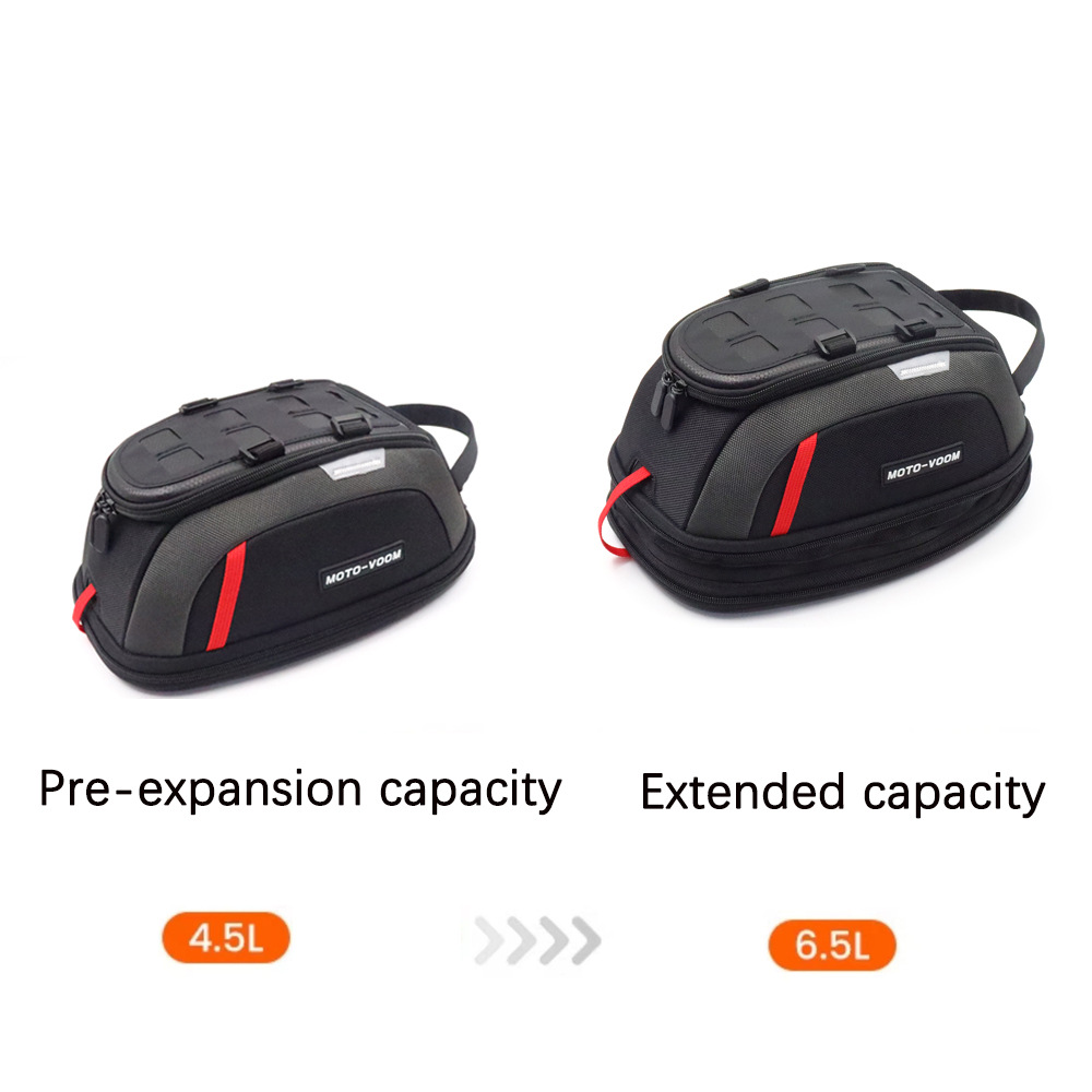 Universal Motorcycle Fuel Tank Bag, Magnetic Quick-Release Motorcycle Travel Bag, Front and Rear Quick-Adjustable Fuel Tank Bag with Rain Cover