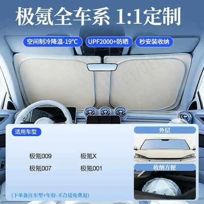 Sun shade: Sunshade Shield, Front Windshield - original-factory-customization-jikrypton-exclusive-morandi-contrasting-colordouble-sided-ice-glue-insulation-storage-bag