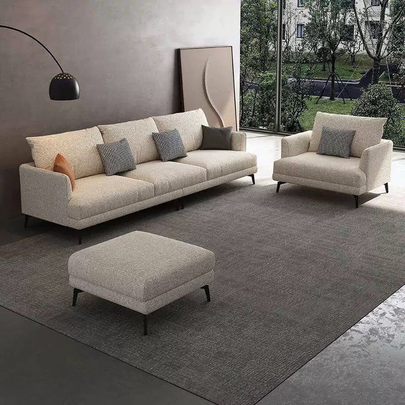 New Cotton and Linen Fabric Sofa for Small Apartments, Modern and Simple Living Room, Three-Person Straight Row Anti-Cat Scratch Removable and Washable Sofa
