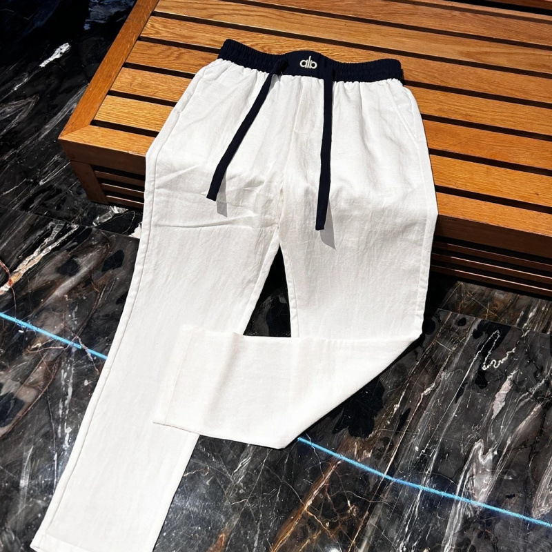 Light Luxury Embroidered Splicing Designer Old Money Style Drapey Cotton and Linen Pants Men's Summer Thin Cool Straight Pants