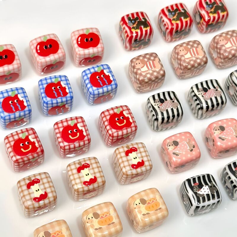 Acrylic Cute Cartoon Puppy Apple Square Beaded DIY Handmade Beaded Mobile Phone Chain Jewelry Accessories Material
