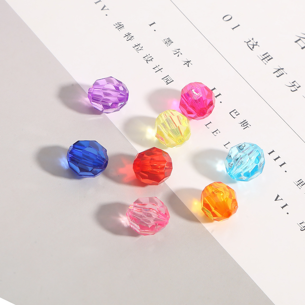 Acrílico de color mixto 32 cuentas transparentes de ángulo de corte DIY hechas a mano antiguas pinzas de pelo collar pulsera accesorios de material de cuentas image 8