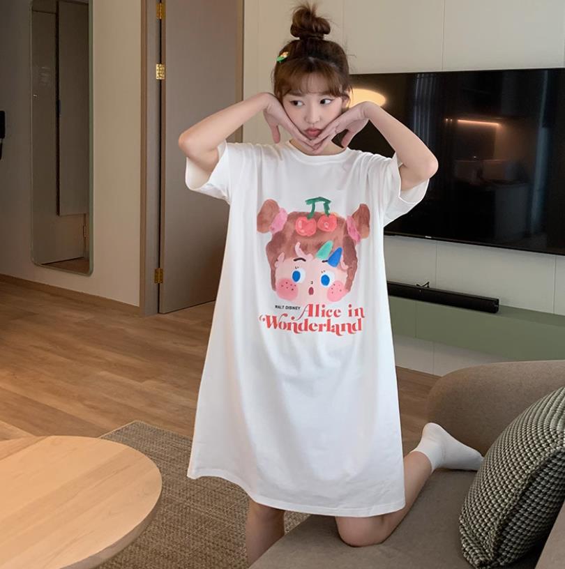 Comercio exterior transfronterizo nuevo estilo suelto niña dibujos animados verano camisón servicio a domicilio letras rojas KT gato pijama dulce y lindo