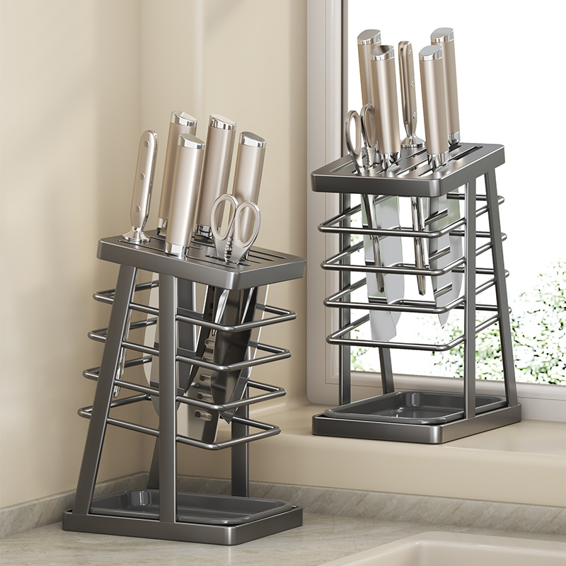Kitchen Knife Rack Storage Rack 2024 New Table Top Draining Integrated Knife Storage Rack Kitchen Knife Rack Household Knife Holer