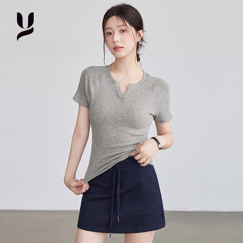 瑜伽服女2025新款运动短袖健身短袖快干跑步训练上衣紧身瑜伽套装|undefined