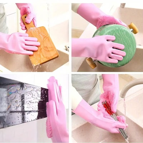 Silicone Dishwashing Gloves, Shower Cleaning Brush, Thick and Durable, Waterproof Shower Massage Brush