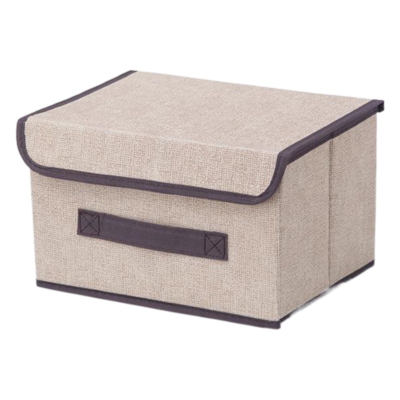 Caja de almacenamiento de tela de lino artificial ropa plegable caja de almacenamiento a prueba de polvo portátil con tapa caja de almacenamiento plegable al por mayor