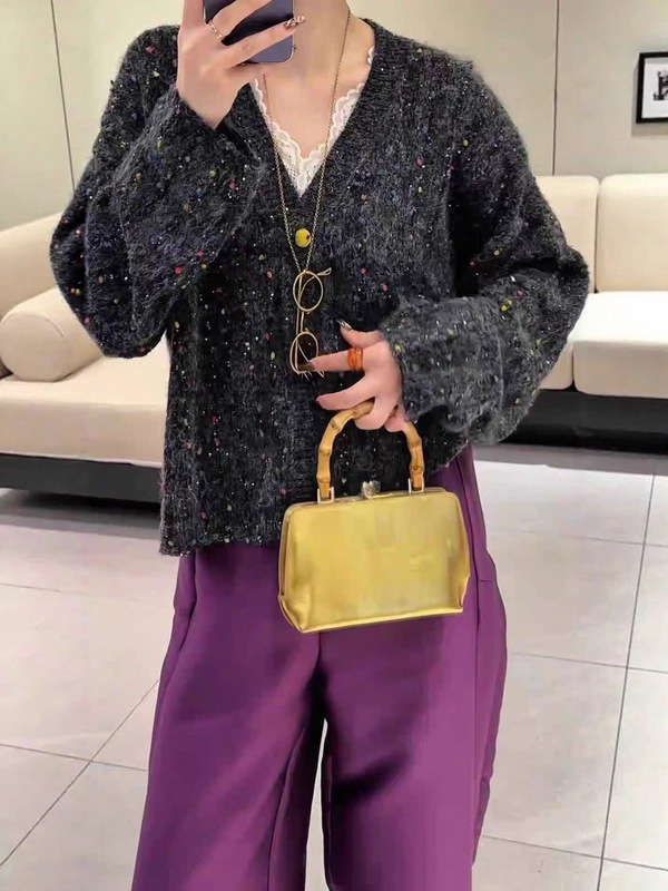 韩系彩色毛球针织开衫毛衣女2025秋季新款宽松慵懒松弛感小众上衣|undefined
