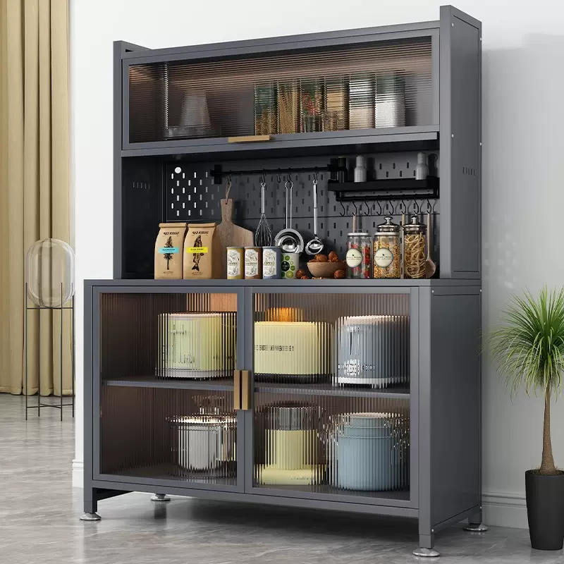 上翻门餐边柜多层可选带超大操作台可DIY洞洞板微波炉收纳厨具柜