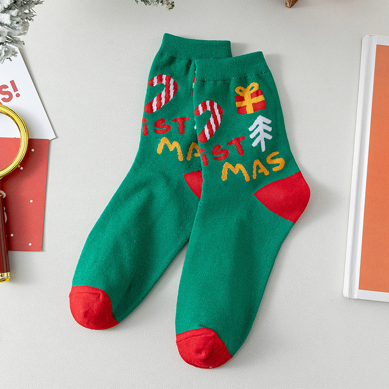 Caja de regalo calcetines de Navidad para niños otoño e invierno tema de Navidad calcetines de algodón Inglés rojo caja de regalo calcetines de tubo de pareja image 13