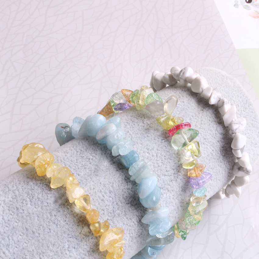 时尚个性天然碎石水晶手链饰品高颜值不规则碎石弹力手工手串批发